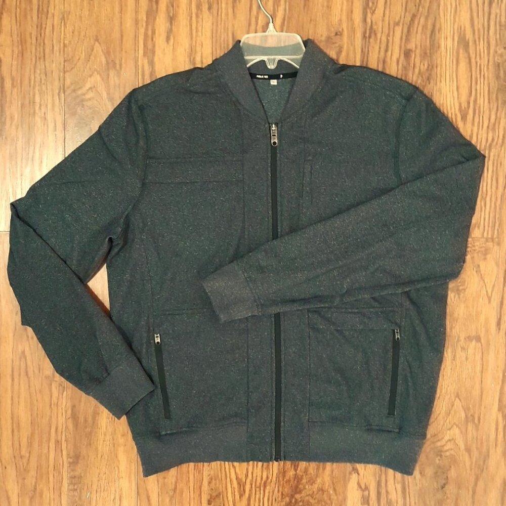 Public Rec Crosstown Bomber Jacket Mens Large Golf Stretch Athleisure Gray